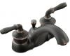 Kohler Devonshire K-393-4-BRZ Oil-Rubbed Bronze Centerset Lavatory Faucet with Lever Handles and Pop-Up Drain