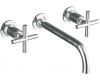 Kohler Purist K-T14414-3-BV Vibrant Brushed Bronze Two-Handle Wall-Mount Vessel Faucet Trim with Cross Handles