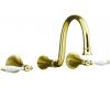 Kohler Finial Traditional K-T343-4P-PB Vibrant Polished Brass Wall-Mount Vessel Faucet Trim with White Lever Handles