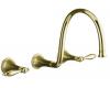 Kohler Finial Traditional K-T344-4M-AF Vibrant French Gold Wall-Mount Vessel Faucet Trim with Lever Handles