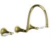Kohler Finial Traditional K-T344-4P-AF Vibrant French Gold Wall-Mount Vessel Faucet Trim with White Lever Handles