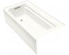 Kohler Archer K-1124-GLA-0 White 6' BubbleMassage Bath Tub with Comfort Depth Design, Integral Apron and Left-Hand Drain