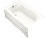Kohler Bancroft K-1151-HL-0 White 5' Whirlpool Bath Tub with Integral Apron, Heater and Left-Hand Drain