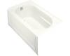 Kohler Devonshire K-1357-GLA-0 White 5' BubbleMassage Bath Tub with Integral Apron, Left-Hand Drain