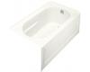 Kohler Devonshire K-1357-GRA-0 White 5' BubbleMassage Bath Tub with Integral Apron and Right-Hand Drain