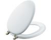 Kohler Kathryn K-4701-SN-KW White Pearlescent Toilet Seat with Vibrant Polished Nickel Hinges