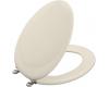 Kohler Revival K-4615-BN-47 Almond Toilet Seat with Vibrant Brushed Nickel Hinges