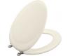 Kohler Revival K-4615-BN-S1 Biscuit Satin Toilet Seat with Vibrant Brushed Nickel Hinges