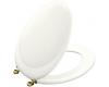 Kohler Revival K-4615-BR-0 White Toilet Seat with Vibrant Polished Brass Hinges