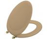 Kohler Revival K-4615-BR-33 Mexican Sand Toilet Seat with Vibrant Polished Brass Hinges