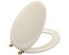 Kohler Revival K-4615-BR-47 Almond Toilet Seat with Vibrant Polished Brass Hinges