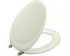 Kohler Revival K-4615-BR-NG Tea Green Toilet Seat with Vibrant Polished Brass Hinges