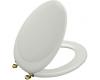 Kohler Revival K-4615-BR-W2 Earthen White Toilet Seat with Vibrant Polished Brass Hinges