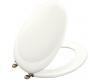 Kohler Revival K-4615-BV-0 White Toilet Seat with Vibrant Brushed Bronze Hinges