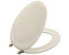 Kohler Revival K-4615-BV-47 Almond Toilet Seat with Vibrant Brushed Bronze Hinges