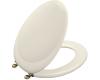 Kohler Revival K-4615-BV-S1 Biscuit Satin Toilet Seat with Vibrant Brushed Bronze Hinges