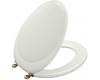 Kohler Revival K-4615-BV-S2 White Satin Toilet Seat with Vibrant Brushed Bronze Hinges