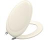 Kohler Revival K-4615-CP-S1 Biscuit Satin Toilet Seat with Polished Chrome Hinges