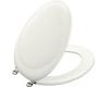 Kohler Revival K-4615-CP-S2 White Satin Toilet Seat with Polished Chrome Hinges