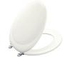 Kohler Revival K-4615-G-0 White Toilet Seat with Brushed Chrome Hinges