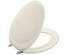 Kohler Revival K-4615-G-S1 Biscuit Satin Toilet Seat with Brushed Chrome Hinges