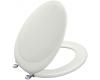 Kohler Revival K-4615-G-S2 White Satin Toilet Seat with Brushed Chrome Hinges