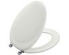 Kohler Revival K-4615-SN-S2 White Satin Toilet Seat with Vibrant Polished Nickel Hinges