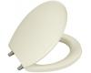 Kohler Bancroft K-4643-BN-0 White Round-Front Toilet Seat with Vibrant Brushed Nickel Hinges