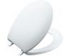 Kohler Bancroft K-4643-G-0 White Round-Front Toilet Seat with Brushed Chrome Hinges