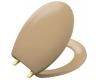 Kohler Bancroft K-4643-PB-33 Mexican Sand Round-Front Toilet Seat with Vibrant Polished Brass Hinges