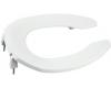 Kohler Lustra K-4679-CA-0 White Elongated Toilet Seat with 2" Lift Seat Hinge, 1" High Bumpers and Antimicrobial Agent