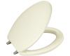 Kohler Bancroft K-4685-BN-0 White Elongated Toilet Seat with Vibrant Brushed Nickel Hinges