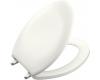 Kohler Bancroft K-4685-CP-0 White Elongated Toilet Seat with Polished Chrome Hinges