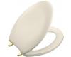 Kohler Bancroft K-4685-PB-47 Almond Elongated Toilet Seat with Vibrant Polished Brass Hinges