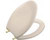 Kohler Bancroft K-4685-PB-55 Innocent Blush Elongated Toilet Seat with Vibrant Polished Brass Hinges