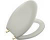 Kohler Bancroft K-4685-PB-95 Ice Grey Elongated Toilet Seat with Vibrant Polished Brass Hinges