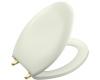 Kohler Bancroft K-4685-PB-NG Tea Green Elongated Toilet Seat with Vibrant Polished Brass Hinges