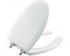 Kohler Triko K-4710-GS-0 White Elongated Molded Toilet Seat with Open Front, Cover and Polished Chrome Hinges