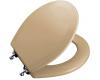 Kohler Triko K-4726-T-33 Mexican Sand Molded Toilet Seat, Round, Closed-Front with Cover and Polished Chrome Hinges