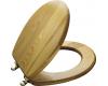 Kohler Vintage K-4755-BR-WB Golden Oak Solid Oak Toilet Seat, Elongated Closed-Front Seat with Cover and Vibrant Polished Brass Hinges