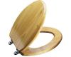 Kohler Vintage K-4755-CP-WB Golden Oak Solid Oak Toilet Seat, Elongated, Closed-Front Seat with Cover and Polished Chrome Hinges
