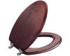 Kohler Vintage K-4755-CP-WD Mahogany Solid Oak Toilet Seat, Elongated, Closed-Front Seat with Cover and Polished Chrome Hinges