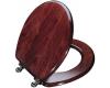 Kohler Vintage K-4756-BR-WD Mahogany Solid Oak Toilet Seat, Round, Closed-Front Seat with Cover and Vibrant Polished Brass Hinges