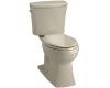 Kohler Kelston K-11453-G9 Sandbar Comfort Height 1.28 Elongated Toilet with Cachet Toilet Seat and Left-Hand Trip Lever