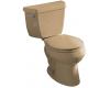 Kohler Wellworth K-3433-UT-33 Mexican Sand Round-Front Toilet with Left-Hand Trip Lever, Tank Cover Locks and Tank Liner