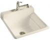 Kohler Bayview K-6608-1-47 Almond Self-Rimming Utility Sink with Single-Hole Faucet Drilling on Top of Backsplash