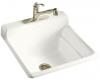 Kohler Bayview K-6608-3-0 White Self-Rimming Utility Sink with Three-Hole Faucet Drilling on Top of Backsplash