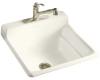 Kohler Bayview K-6608-3-96 Biscuit Self-Rimming Utility Sink with Three-Hole Faucet Drilling on Top of Backsplash