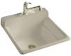 Kohler Bayview K-6608-3-G9 Sandbar Self-Rimming Utility Sink with Three-Hole Faucet Drilling on Top of Backsplash