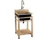 Kohler Bayview K-6608-3P-33 Mexican Sand Wood Stand Utility Sink with Three-Hole Faucet Drilling on Top of Backsplash